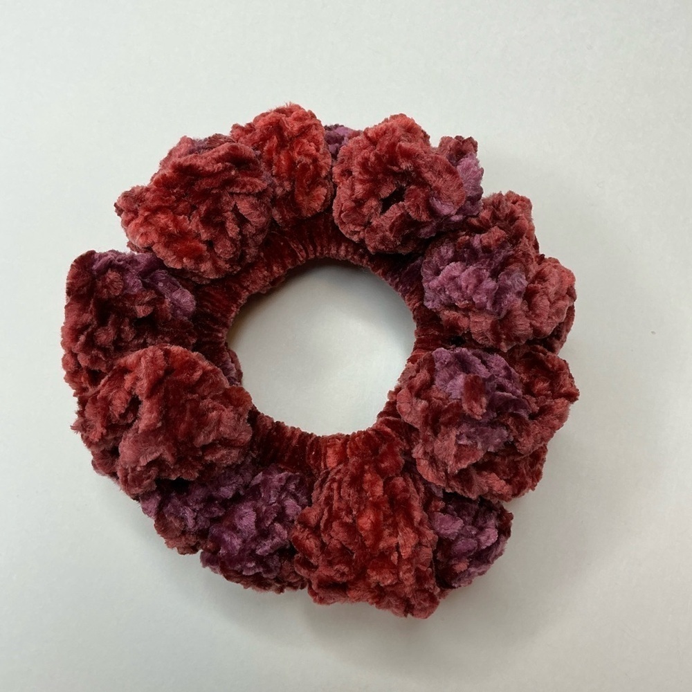 Crochet Crushed Velvet Scrunchie Set of 3 Oversized Hair Tie Plush Handmade - Picture 9 of 16
